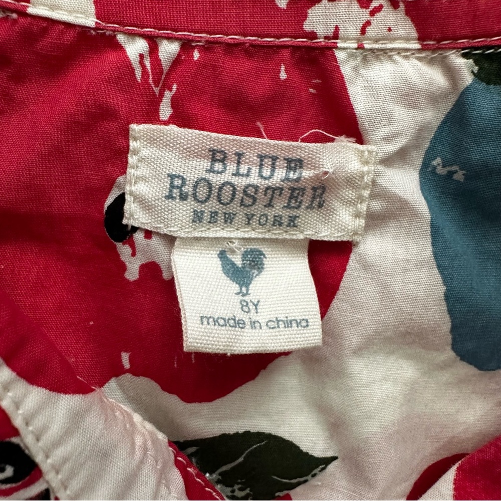 Blue Rooster Collection Red and Blue Apple Print Shirt Size 8 - Picture 4 of 11